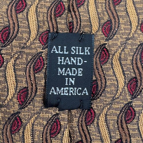 J.Z. Richards Mens Silk Dress Tie Made in Italy Gold Geometric Pattern 58 3.75 - Picture 7 of 10